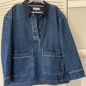 Madewell Denim Oversized Pullover Jacket in Willmont Wash